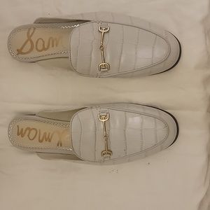 Sam Edelman "Horsebit" Gray Croc Mules